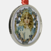 ヴィンテージの美しい花とおじぎ メタルオーナメント (右)