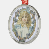 ヴィンテージの美しい花とおじぎ メタルオーナメント (左)