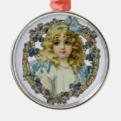 ヴィンテージの美しい花とおじぎ メタルオーナメント (正面)