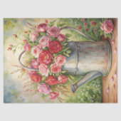 ヴィンテージの美しい赤いバラの花束は金属缶 薄葉紙 (正面)