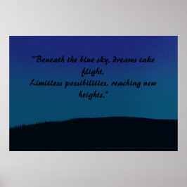 ヴィンテージの美しい青い風景 ポスター