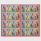 ヴィンテージの美しい鳥の孔雀の切り離し ラッピングペーパー (フラット)