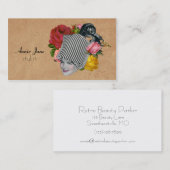 ヴィンテージの美容室のぼろぼろのクリーム色のバラのCosmetology 名刺 (正面/裏面)