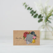 ヴィンテージの美容室のぼろぼろのクリーム色のバラのCosmetology 名刺 (スタンド正面)