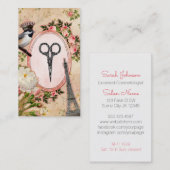 ヴィンテージの美容師の美容師のピンクの鳥のせん断 名刺 (正面/裏面)