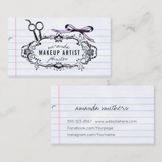 ヴィンテージの美容師の美容師の書道の弓 名刺 (正面/裏面)