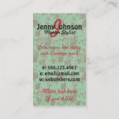 ヴィンテージの美容師の花の真新しいピンクの赤いはさみ 名刺 (裏面)