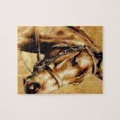 ヴィンテージの美術F049の馬 ジグソーパズル (横)