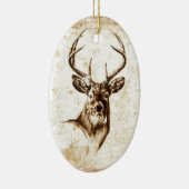 ヴィンテージの美術F078のシカ セラミックオーナメント (右)