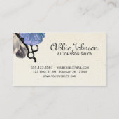 ヴィンテージの羽の美容師の美容師の花柄 名刺 (裏面)