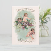 ヴィンテージの翼のキューピッドとヴィオレットバレンタイン シーズンカード (スタンド正面)