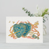 ヴィンテージの翼のキューピッドとヴィオレットバレンタイン 箔シーズンカード (立ち正面)