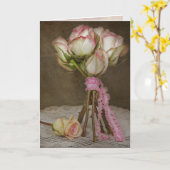 ヴィンテージの考えるバラの花束 カード (黄色い花)
