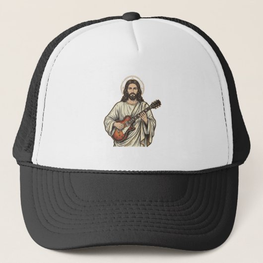 ヴィンテージの聖なるギタリストの彫刻Tシャツデザイン_1 キャップ (正面)
