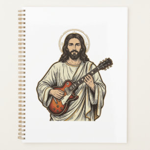 ヴィンテージの聖なるギタリストの彫刻Tシャツデザイン_1 プランナー手帳