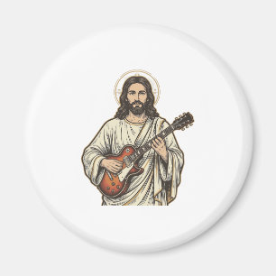 ヴィンテージの聖なるギタリストの彫刻Tシャツデザイン_1 マグネット