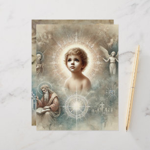 ヴィンテージの聖書のイエスキスクラップブック紙