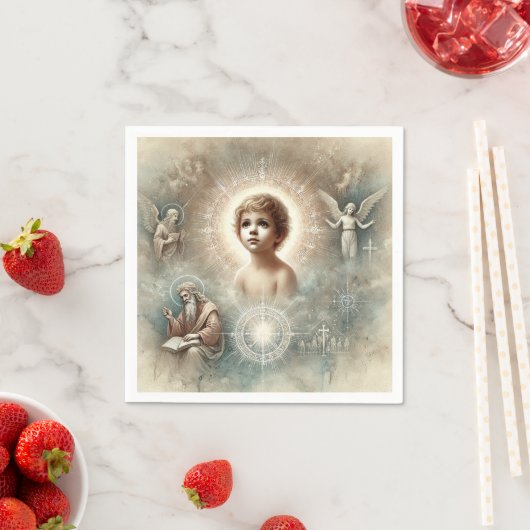 ヴィンテージの聖書的なイエズスのデコペ スタンダードカクテルナプキン (インサイチュ)