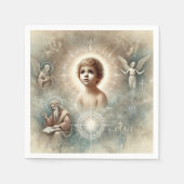 ヴィンテージの聖書的なイエズスのデコペ スタンダードカクテルナプキン (正面)