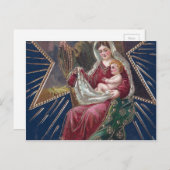 ヴィンテージの聖母マリアとベビーイエス・クリスマス シーズンポストカード (正面/裏面)