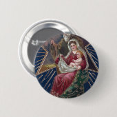 ヴィンテージの聖母マリアとベビーイエス・クリスマス 缶バッジ (正面&裏面)