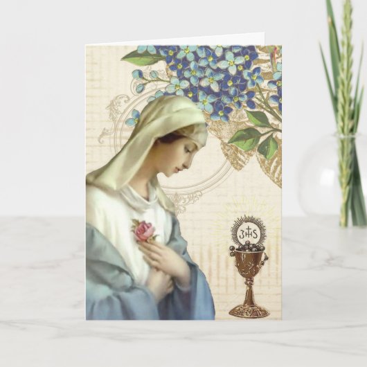 ヴィンテージの聖母マリアの聖体拝領 母の日 カード (正面)