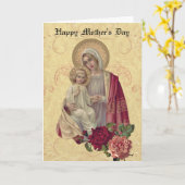 ヴィンテージの聖母マリア  イエス 母の日 カード (黄色い花)