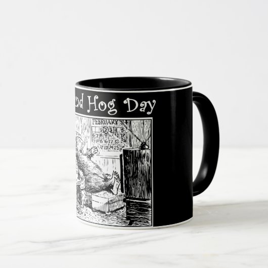 ヴィンテージの聖燭節の白黒のイラストレーション マグカップ (正面右)