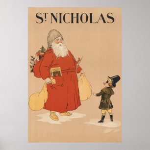 ヴィンテージの聖者のニコラスのイラストレーション(1895年) ポスター