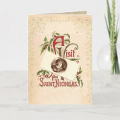 ヴィンテージの聖者のニコラスのクリスマスの挨拶状 シーズンカード (正面)