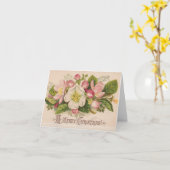 ヴィンテージの聖降誕祭パーソナライズされた カード (黄色い花)