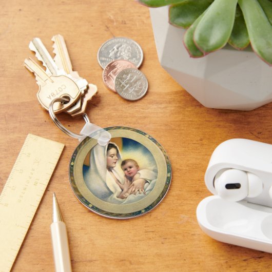 ヴィンテージの聖降誕祭、マドンナと子供 キーホルダー (デスク)