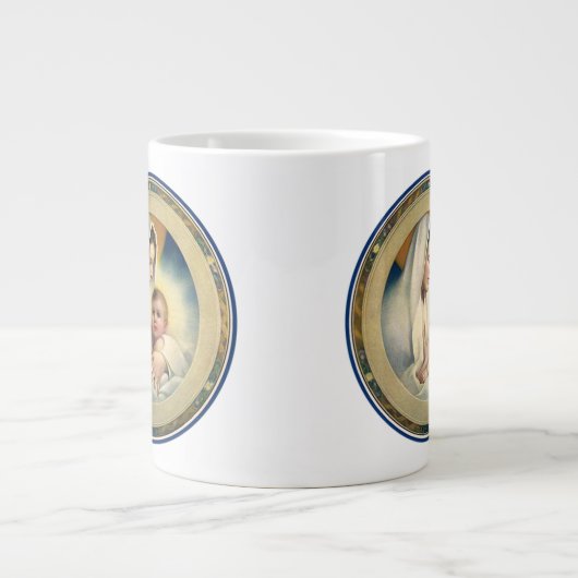 ヴィンテージの聖降誕祭、マドンナと子供 ジャンボコーヒーマグカップ (正面)