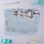 ヴィンテージの背の高いアリスWonderland Blue Decompage 薄葉紙 (クラフト)