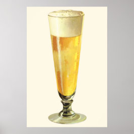 ヴィンテージの背の高い冷たい生ビール、アルコール飲料 ポスター