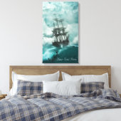 ヴィンテージの背の高い船の激動の海のキャンバス印刷 キャンバスプリント (インサイチュ (寝室))
