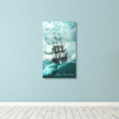 ヴィンテージの背の高い船の激動の海のキャンバス印刷 キャンバスプリント (インサイチュ (ウッドフロア))