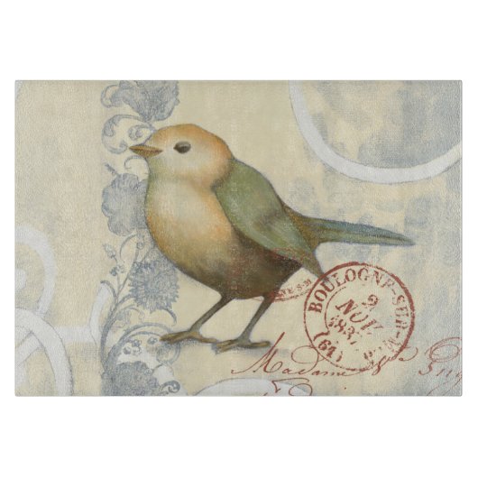 ヴィンテージの背景に黄色と緑の矢印 カッティングボード (正面)