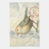 ヴィンテージの背景に黄色と緑の矢印 キッチンタオル (縦)