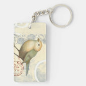 ヴィンテージの背景に黄色と緑の矢印 キーホルダー (裏面)