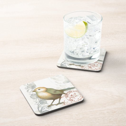 ヴィンテージの背景に黄色と緑の矢印 コースター (右側)