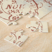 ヴィンテージの背景に黄色と緑の矢印 ジグソーパズル (側面)