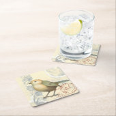 ヴィンテージの背景に黄色と緑の矢印 スクエアペーパーコースター (インサイチュ)