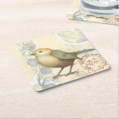 ヴィンテージの背景に黄色と緑の矢印 スクエアペーパーコースター (アングル)