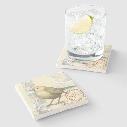 ヴィンテージの背景に黄色と緑の矢印 ストーンコースター (横)