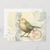 ヴィンテージの背景に黄色と緑の矢印 ポストカード (正面/裏面)