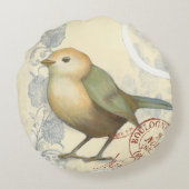 ヴィンテージの背景に黄色と緑の矢印 ラウンドクッション (裏面)