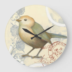 ヴィンテージの背景に黄色と緑の矢印 ラージ壁時計