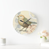 ヴィンテージの背景に黄色と緑の矢印 ラージ壁時計 (ホーム)