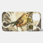 ヴィンテージの背景の黄色および緑の鳥 Case-Mate iPhoneケース (裏面 (横))